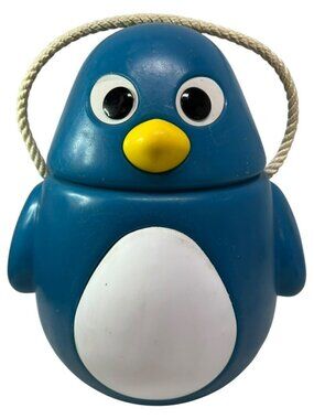 SQUEAKER WORKS! Vintage Little Tikes Poppy Penguin Toy Box Storage Bin Blue